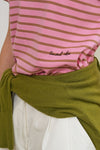 General Idea WOMAN Colorblock Stripe Short Sleeve T-Shirt [PINK]