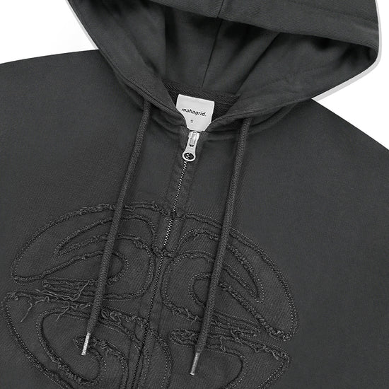Mahagrid ECLIPSE RAW CUT ZIP UP HOODIE