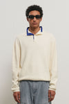 General Idea [XXL Exclusive] Unisex Colour-Block Collar Henry Neck Knit [Ivory]