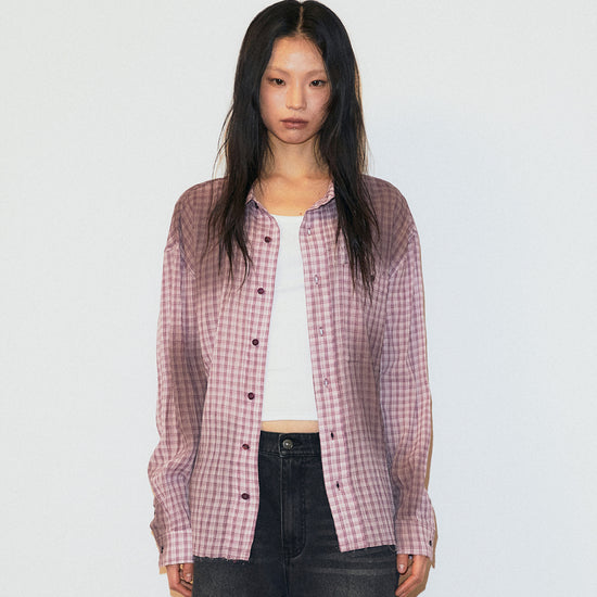 Mahagrid SPRAY DYEING CHECK CROP SHIRT