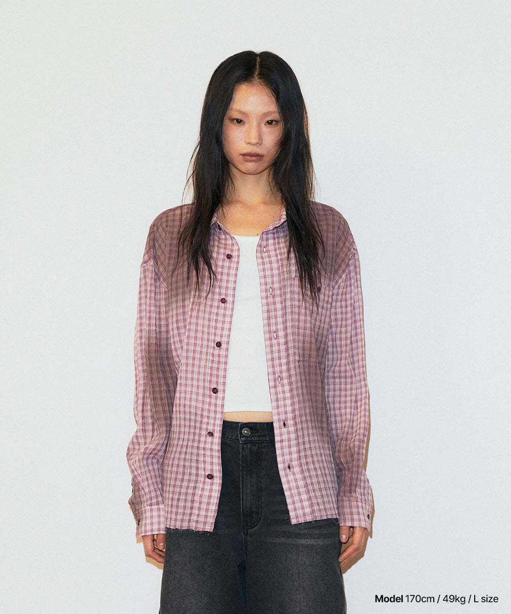 Mahagrid SPRAY DYEING CHECK CROP SHIRT