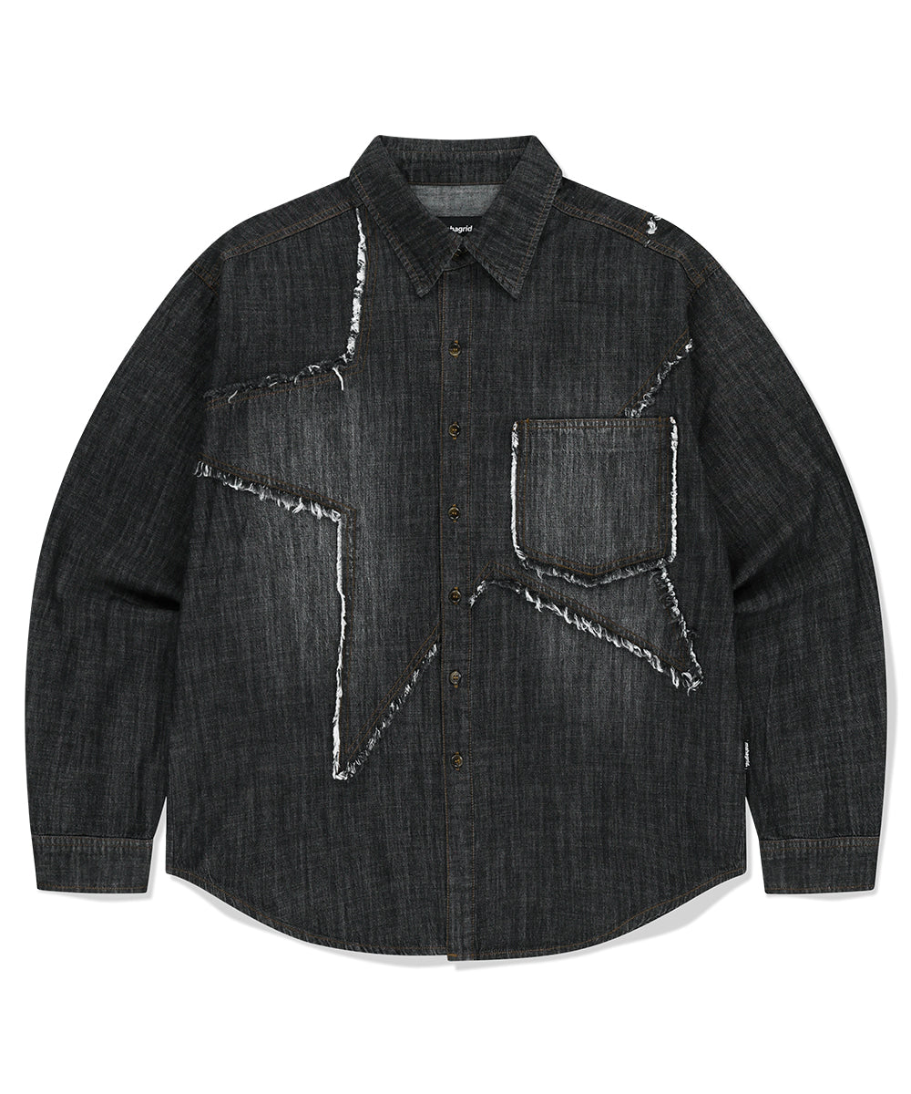 Mahagrid Star Raw Cut Denim Shirt