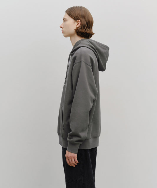 Marithé François Girbaud Classic Logo Embroidery Hoodie (Brushed) Charcoal
