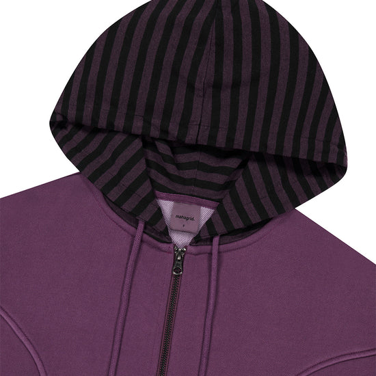 Mahagrid Pigment Stripe Mixed Zip Up Hoodie