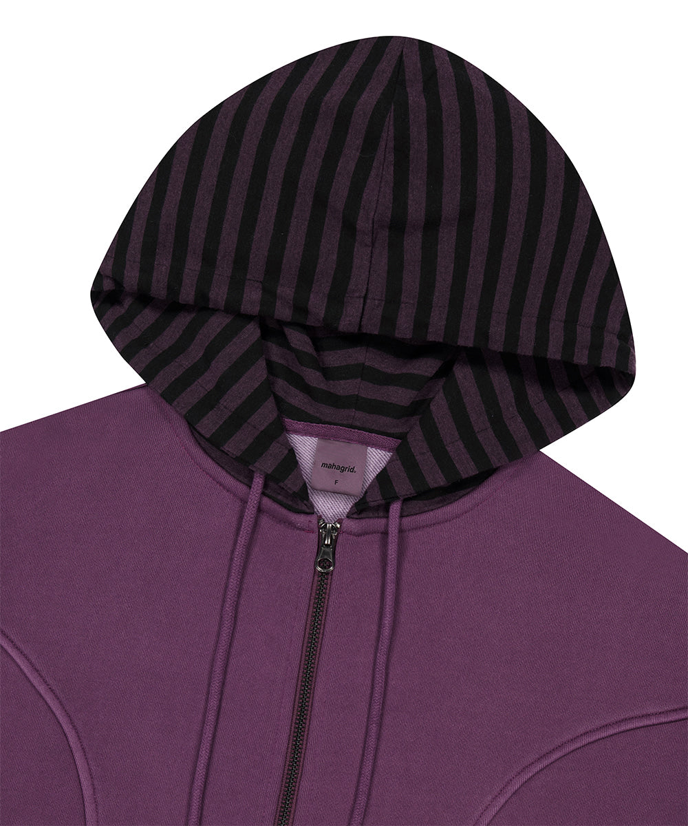 Mahagrid Pigment Stripe Mixed Zip Up Hoodie