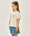 Marithé François Girbaud Kids Balloon Sleeve Peplum Tee in Cream