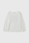 General Idea WOMAN Boat Neck Loose Fit Graphic Long Sleeve T-Shirt [WHITE]