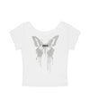 Mahagrid Butterfly Goth Wide Neck Crop Tee