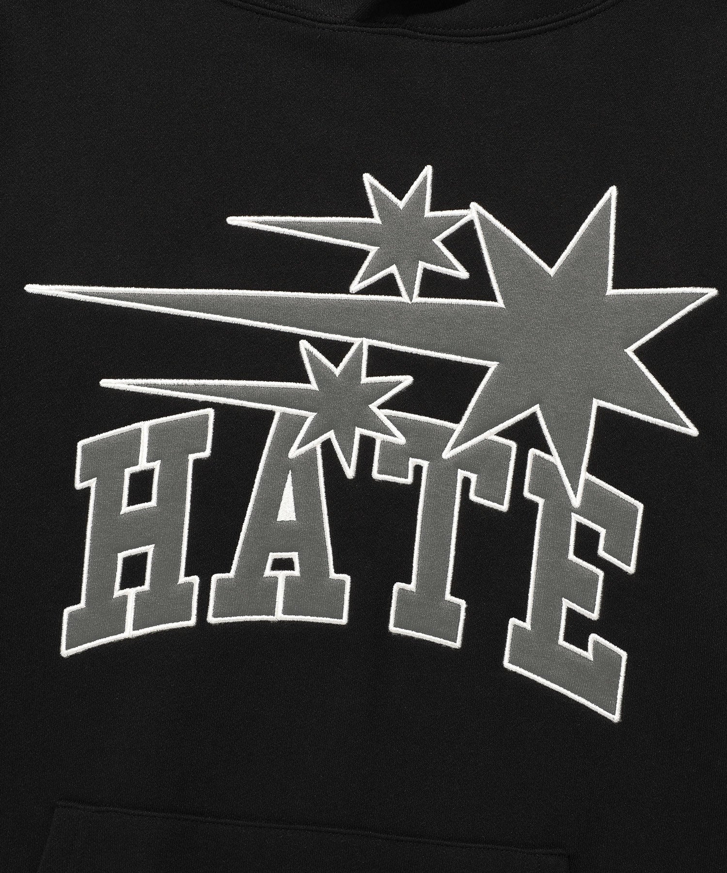 Nice Ghost Club 3Stars Hate Applique Hoodie [Black]