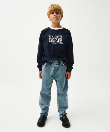 Marithé François Girbaud Enfant Bear Denim Pants Blue
