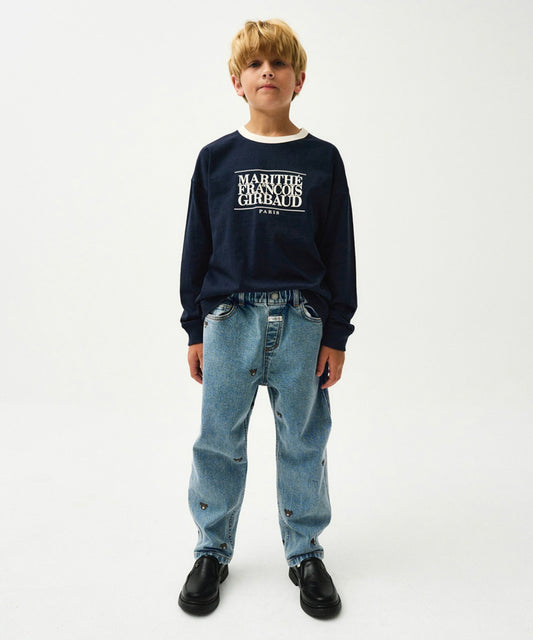 Marithé François Girbaud Enfant Bear Denim Pants Blue