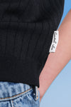 General Idea WOMAN Temperature-Cut Crew Neck Half Cardigan [BLACK]
