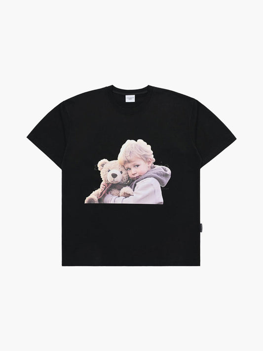 ADLV Baby Face Bear Doll Hug Short Sleeve T-Shirt