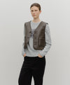 Marithé François Girbaud W Faux Leather Mustang Crop Vest Brown