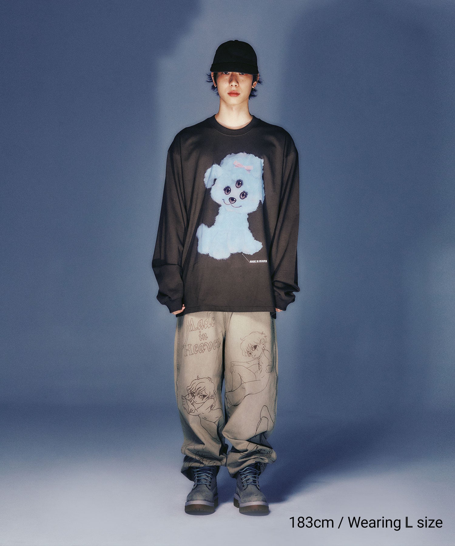 Nice Ghost Club Three Eyes Dog Big Big Long Sleeve Tee