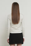 General Idea WOMAN Airy Crew Neck Pin Tuck T-Shirt [LIGHT GREY]