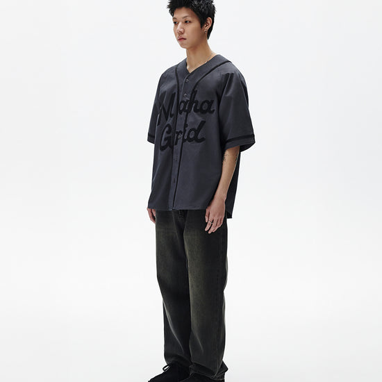 Mahagrid Serif Logo Baseball Shirt