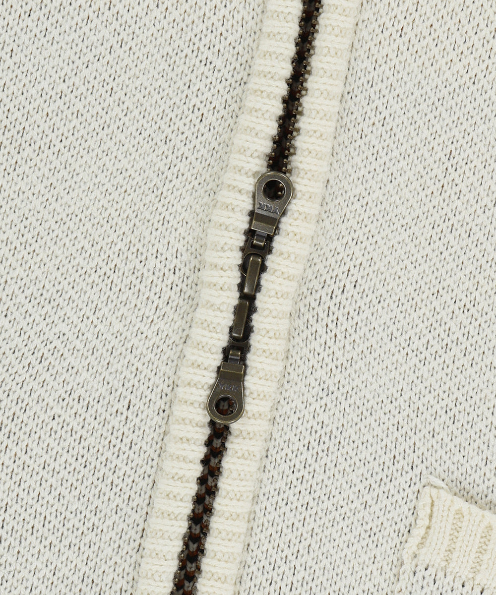 Mahagrid Hockey Knit Zip-Up Hoodie