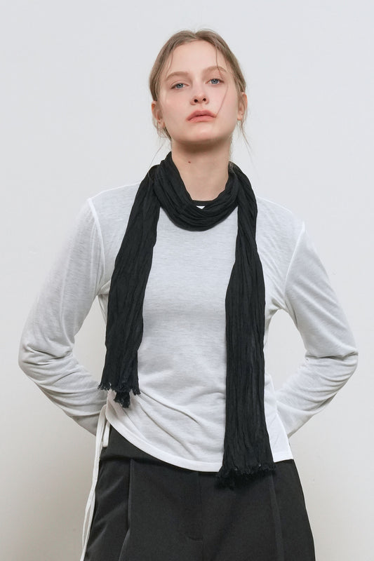 General Idea WOMAN Cotton Wrinkle Scarf [BLACK]