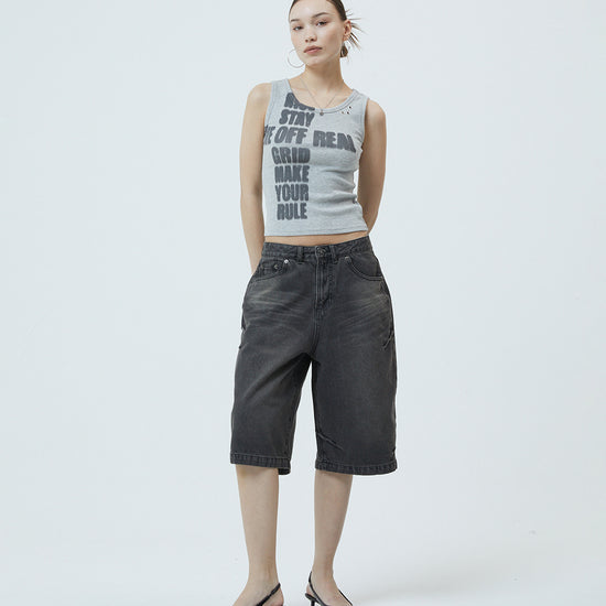 Mahagrid Bermuda Domingo Denim Short in Black