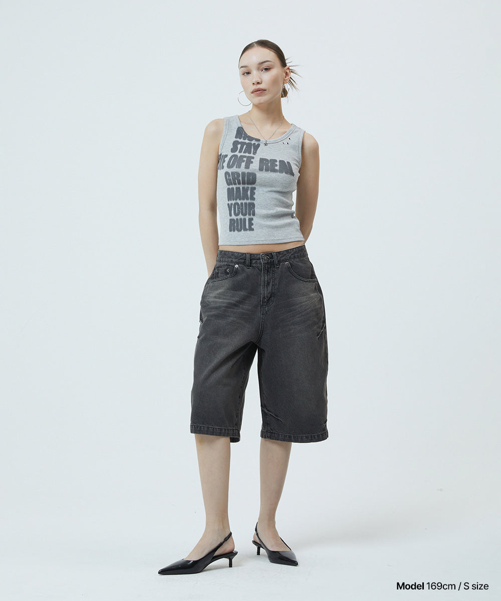 Mahagrid Bermuda Domingo Denim Short in Black