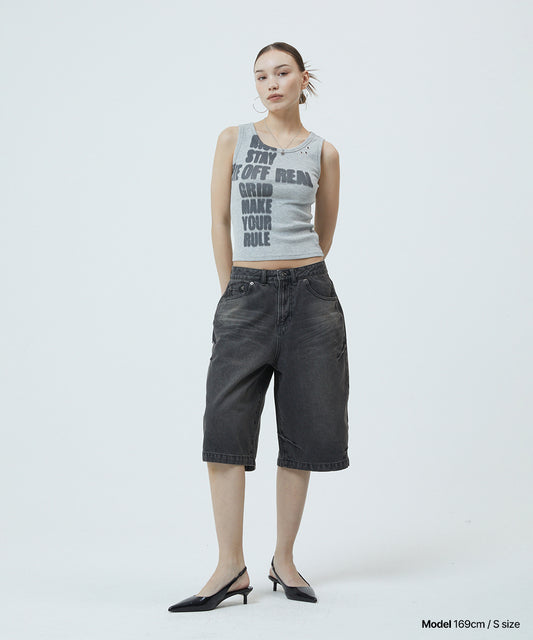 Mahagrid Bermuda Domingo Denim Short in Black