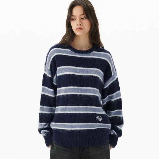 Mahagrid Hairy Stripe Knit Sweater