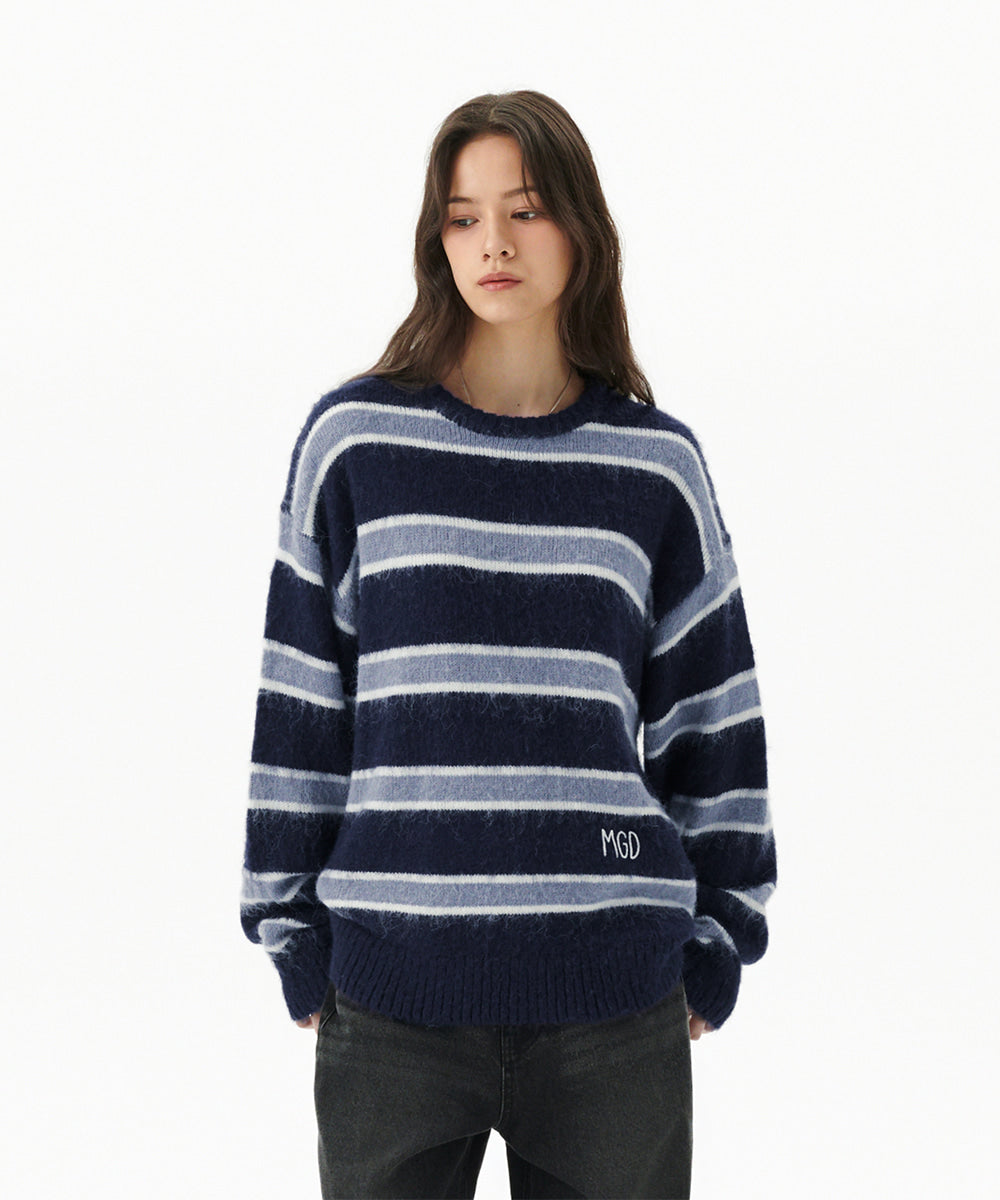 Mahagrid Hairy Stripe Knit Sweater