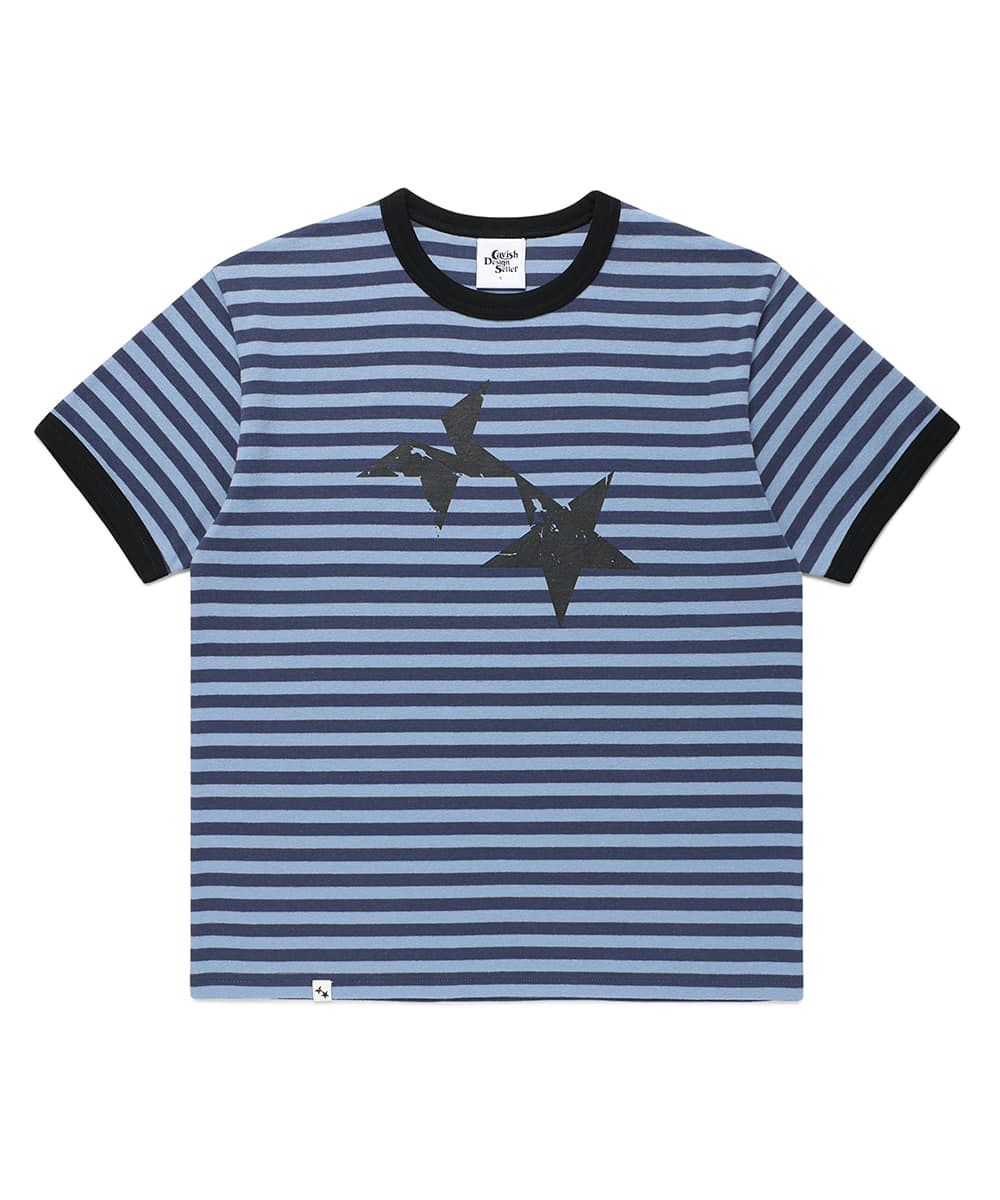 Cavish Striped Twin Star Ringer Short Sleeve Tee