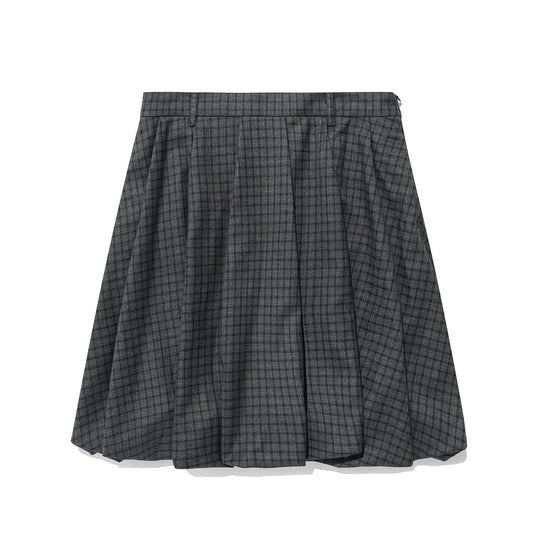 Nice Ghost Club FFATS Check Balloon Layered Skirt Pants [Charcoal]