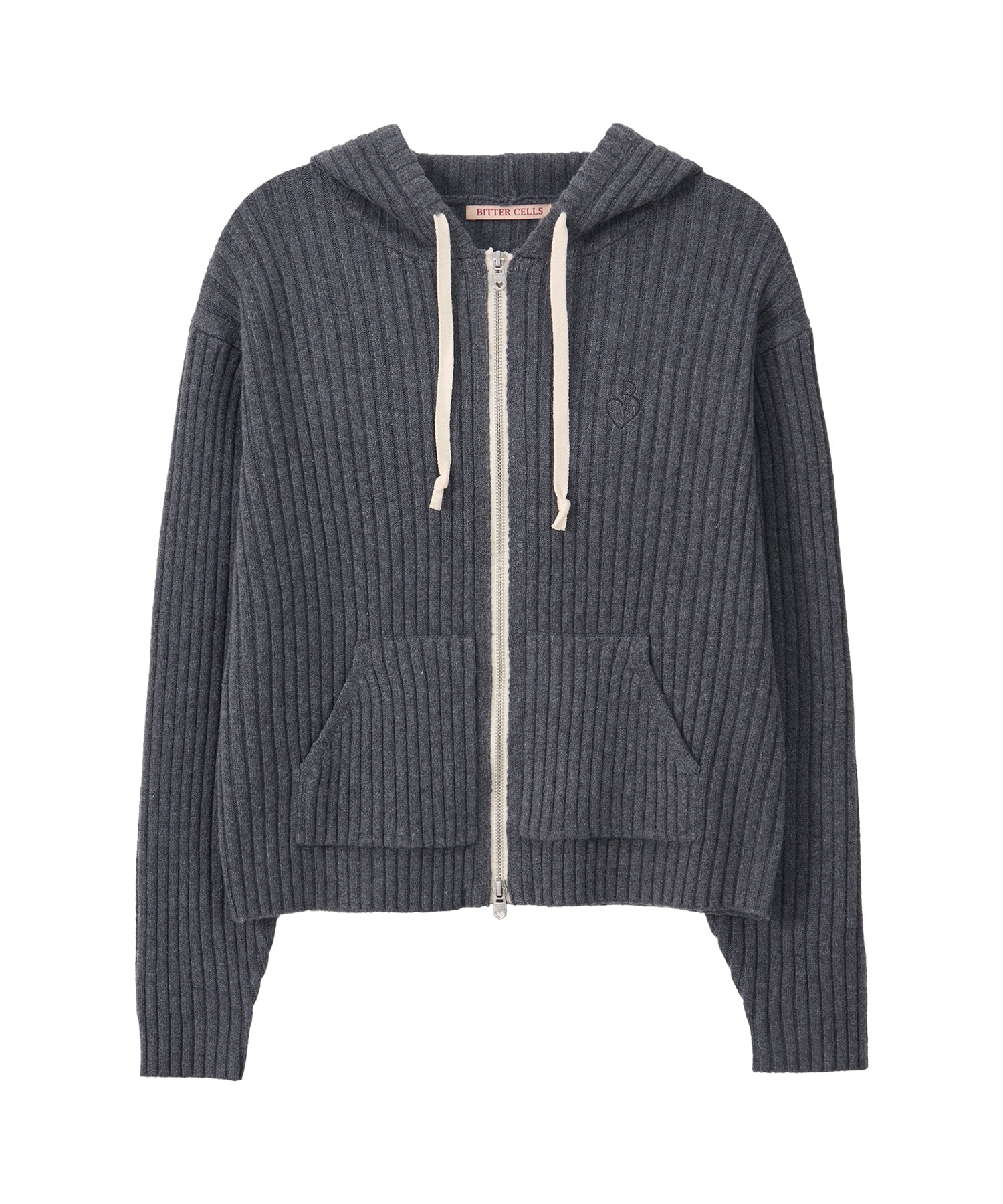 Bitter Cells Essential Ribbed Knit Hood Zip Up