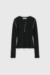 General Idea WOMAN Henry Neck Layered Knit Pullover