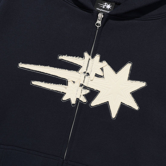 Nice Ghost Club 3 Star Applique Hoodie Zip Up [Navy]
