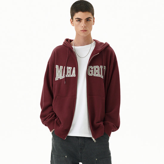 Mahagrid Applique Zip Up Hoodie
