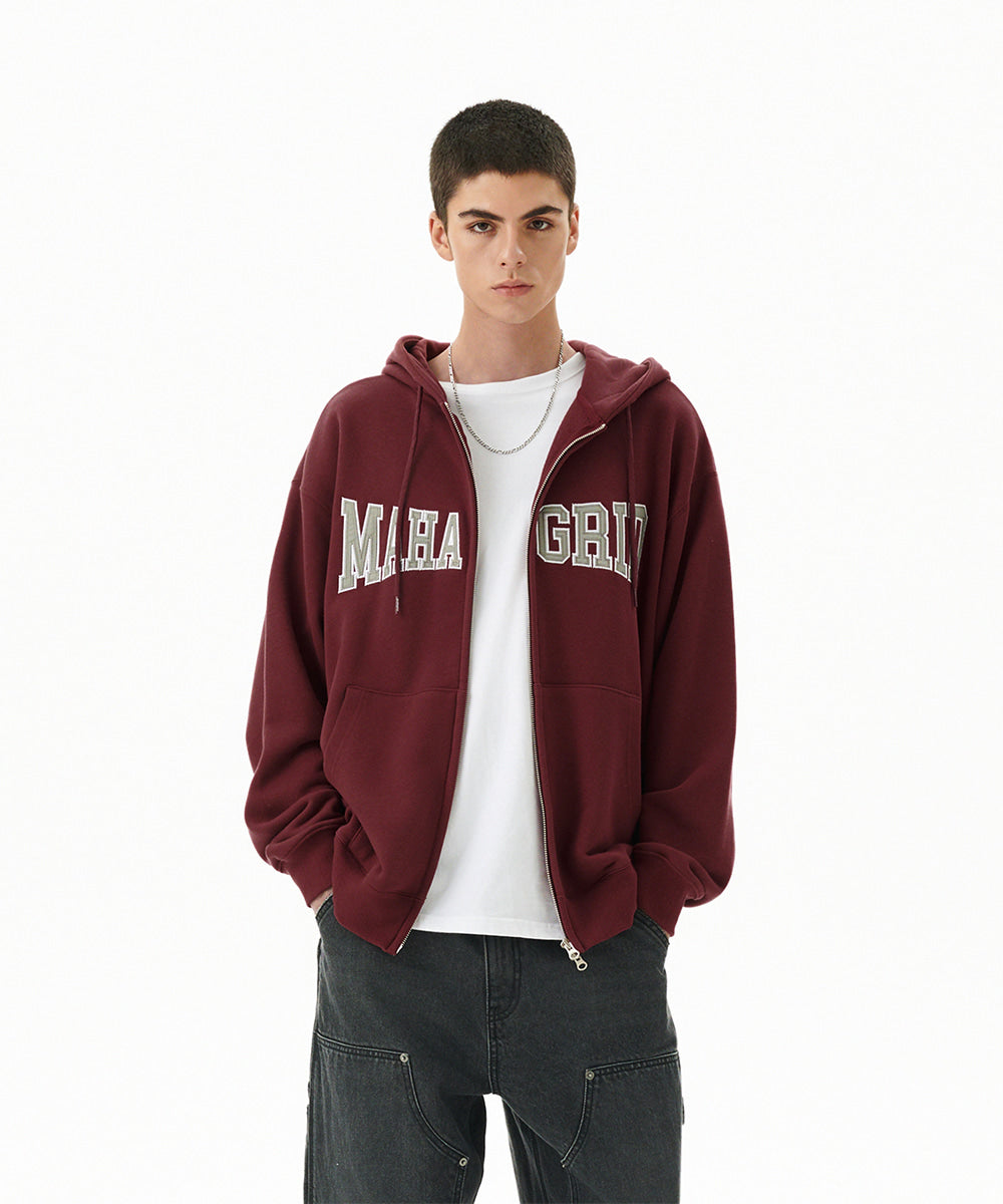 Mahagrid Applique Zip Up Hoodie