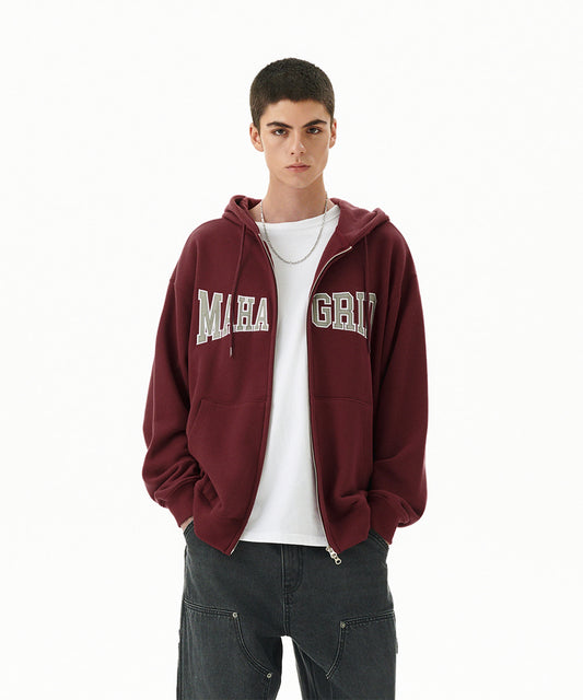 Mahagrid Applique Zip Up Hoodie