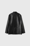 General Idea WOMAN Oversized Faux Leather Single Breasted Jacket [BLACK]