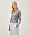 Marithé François Girbaud W CROCHET HALF BUTTON KNIT melange gray