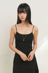 General Idea WOMAN Cap-Lined Backless Sleeveless Tank [BLACK]