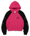 Cavish Women's Raglan Block Zip Up Hoodie in Pink
