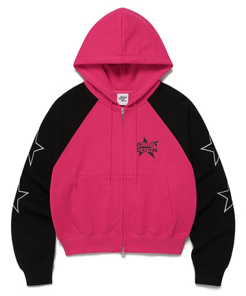 Cavish Women's Raglan Block Zip Up Hoodie in Pink