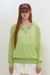 General Idea Woman Sheer Hood Knit Pullover