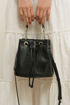 General Idea WOMAN Crack Faux Leather Bucket Bag [BLACK]