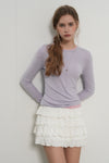 General Idea WOMAN Airy Round Neck Pintuck T-Shirt
