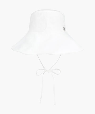 Marithé François Girbaud W STRAP SEERSUCKER WIDE BUCKET HAT ivory