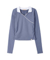 Bitter Cells Due Stripe Collar Tee-Blue