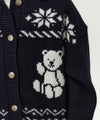 Marithé François Girbaud Kids Nordic Bear Knit Collar Cardigan Navy