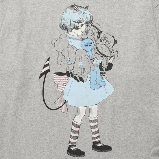 Nice Ghost Club Little Devil Girl Big Big Long Sleeve Tee [Grey]