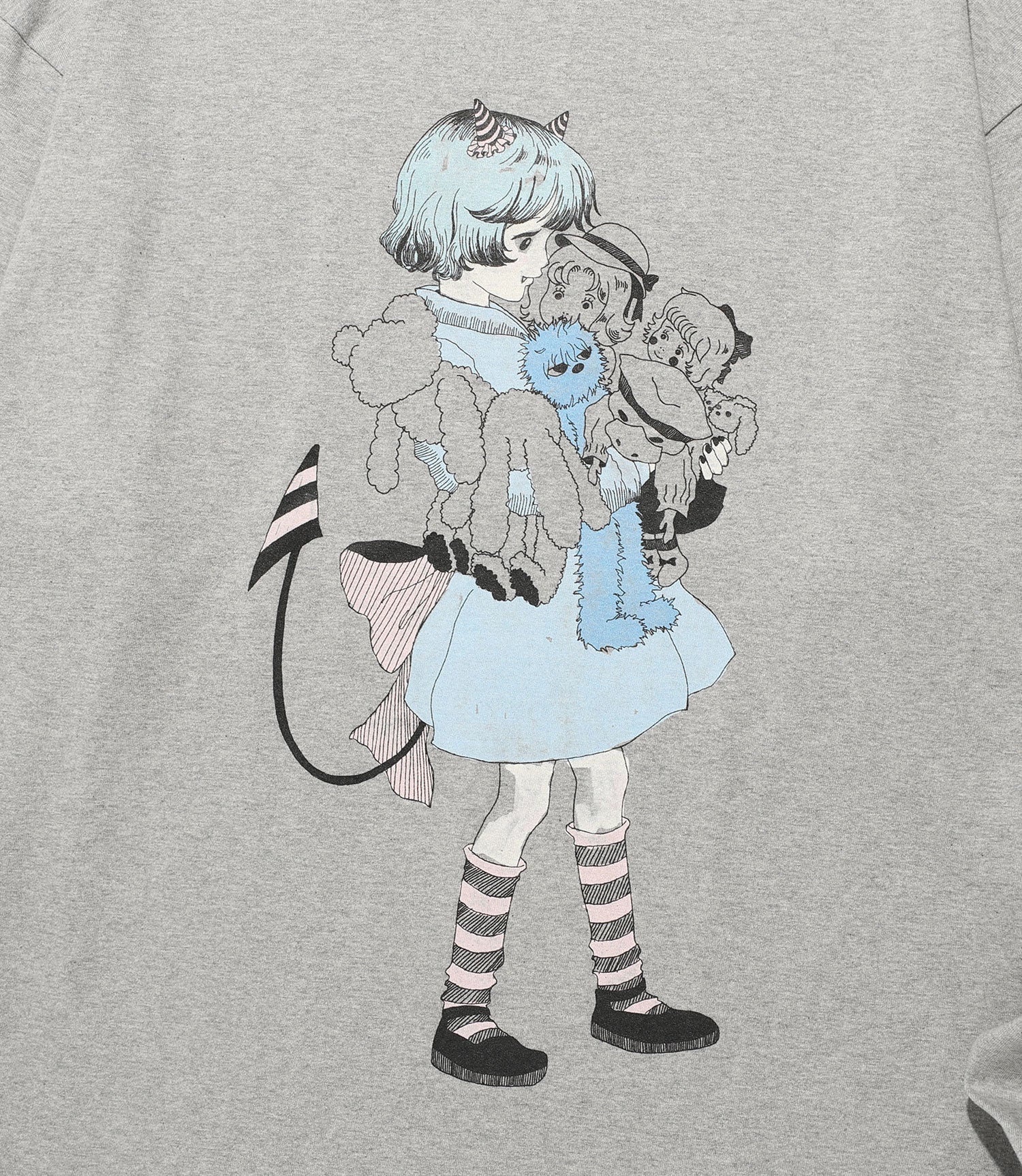 Nice Ghost Club Little Devil Girl Big Big Long Sleeve Tee [Grey]