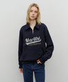 Marithé François Girbaud Baseball Logo Collar Half Zip Sweatshirt Navy